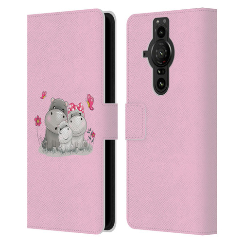 Haroulita Forest Hippo Family Leather Book Wallet Case Cover For Sony Xperia Pro-I