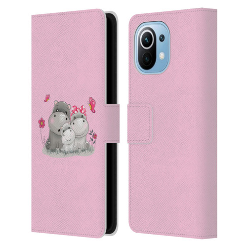 Haroulita Forest Hippo Family Leather Book Wallet Case Cover For Xiaomi Mi 11