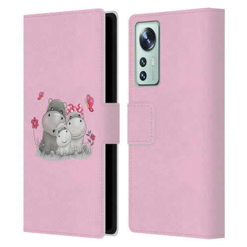 Haroulita Forest Hippo Family Leather Book Wallet Case Cover For Xiaomi 12