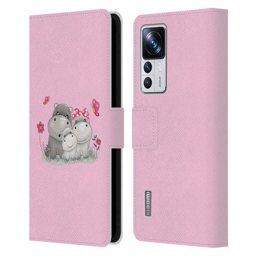 Haroulita Forest Hippo Family Leather Book Wallet Case Cover For Xiaomi 12T Pro