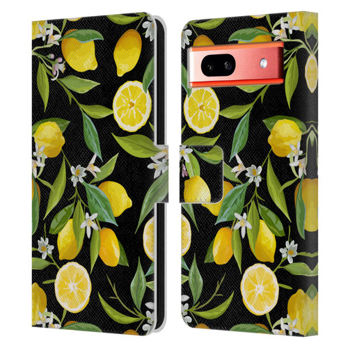 Haroulita Fruits Flowers And Lemons Leather Book Wallet Case Cover For Google Pixel 7a