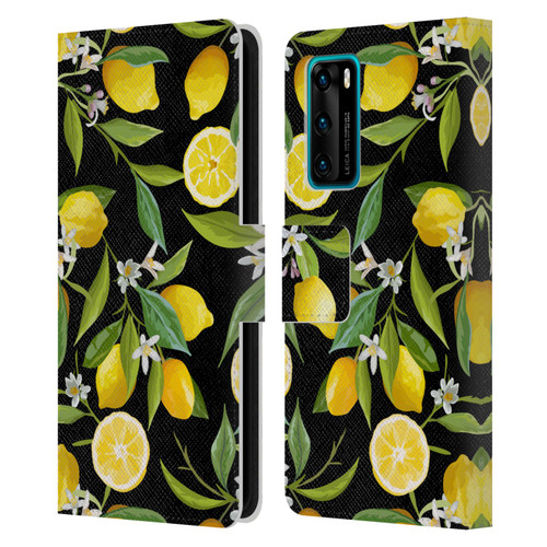 Haroulita Fruits Flowers And Lemons Leather Book Wallet Case Cover For Huawei P40 5G