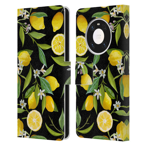 Haroulita Fruits Flowers And Lemons Leather Book Wallet Case Cover For Huawei Mate 40 Pro 5G