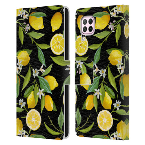 Haroulita Fruits Flowers And Lemons Leather Book Wallet Case Cover For Huawei Nova 6 SE / P40 Lite