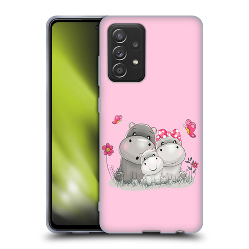 Haroulita Forest Hippo Family Soft Gel Case for Samsung Galaxy A52 / A52s / 5G (2021)