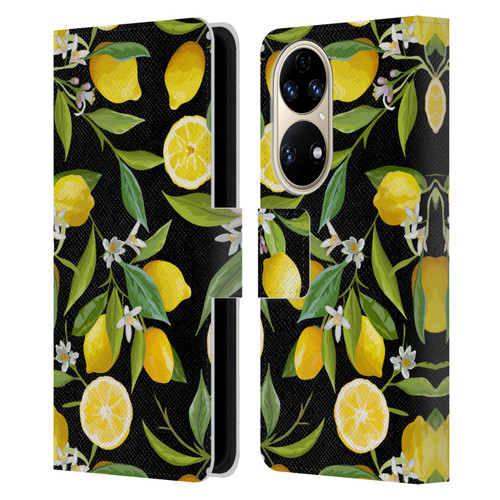 Haroulita Fruits Flowers And Lemons Leather Book Wallet Case Cover For Huawei P50