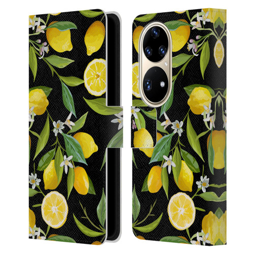 Haroulita Fruits Flowers And Lemons Leather Book Wallet Case Cover For Huawei P50 Pro