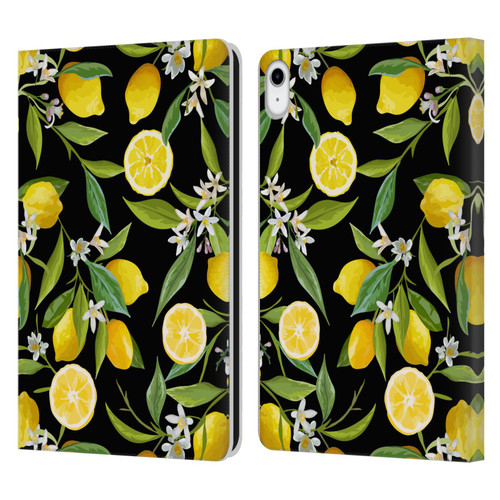 Haroulita Fruits Flowers And Lemons Leather Book Wallet Case Cover For Apple iPad 10.9 (2022)