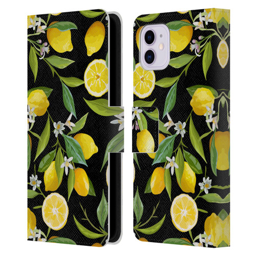 Haroulita Fruits Flowers And Lemons Leather Book Wallet Case Cover For Apple iPhone 11