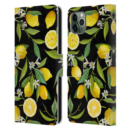 Haroulita Fruits Flowers And Lemons Leather Book Wallet Case Cover For Apple iPhone 11 Pro Max