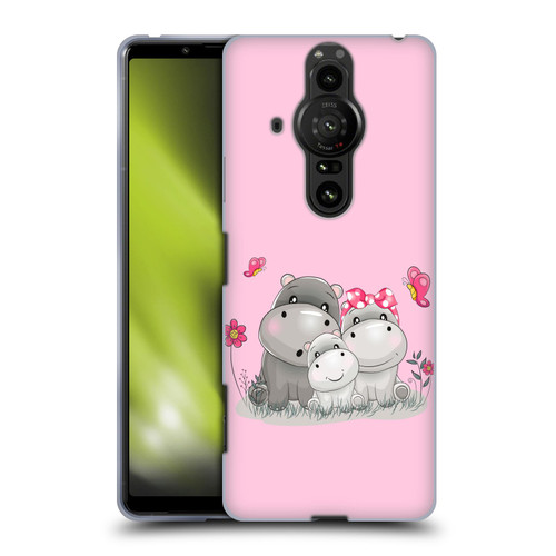 Haroulita Forest Hippo Family Soft Gel Case for Sony Xperia Pro-I