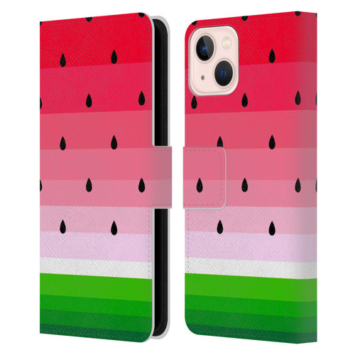 Haroulita Fruits Watermelon Leather Book Wallet Case Cover For Apple iPhone 13