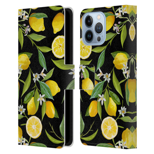 Haroulita Fruits Flowers And Lemons Leather Book Wallet Case Cover For Apple iPhone 13 Pro Max