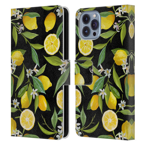 Haroulita Fruits Flowers And Lemons Leather Book Wallet Case Cover For Apple iPhone 14