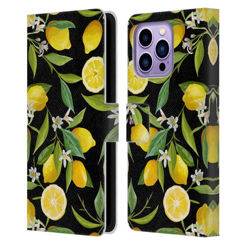 Haroulita Fruits Flowers And Lemons Leather Book Wallet Case Cover For Apple iPhone 14 Pro Max