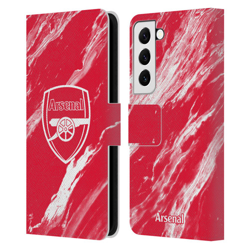 Arsenal FC Crest Patterns Red Marble Leather Book Wallet Case Cover For Samsung Galaxy S22 5G