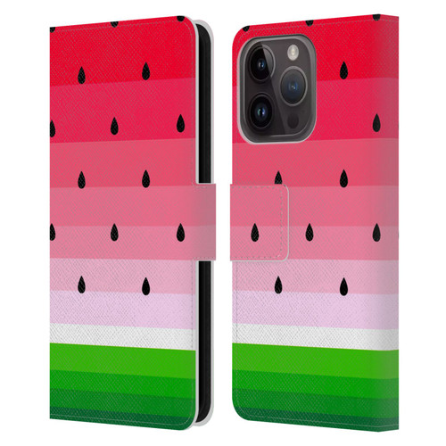 Haroulita Fruits Watermelon Leather Book Wallet Case Cover For Apple iPhone 15 Pro