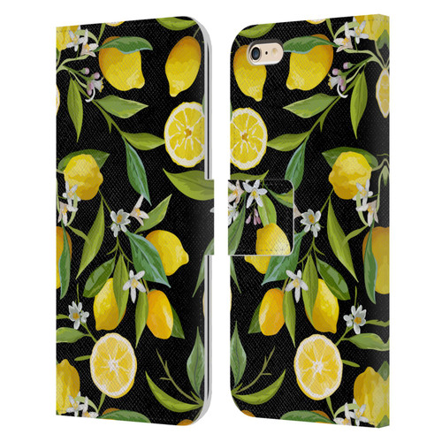 Haroulita Fruits Flowers And Lemons Leather Book Wallet Case Cover For Apple iPhone 6 Plus / iPhone 6s Plus