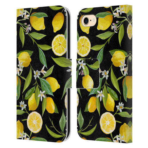 Haroulita Fruits Flowers And Lemons Leather Book Wallet Case Cover For Apple iPhone 7 / 8 / SE 2020 & 2022