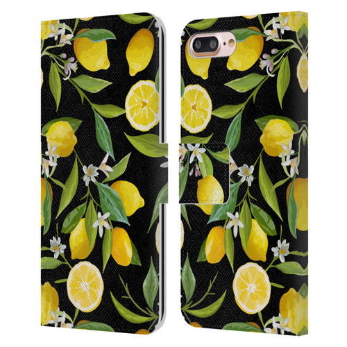 Haroulita Fruits Flowers And Lemons Leather Book Wallet Case Cover For Apple iPhone 7 Plus / iPhone 8 Plus