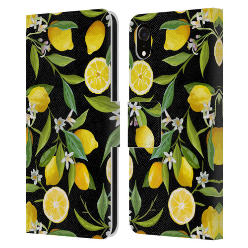 Haroulita Fruits Flowers And Lemons Leather Book Wallet Case Cover For Apple iPhone XR