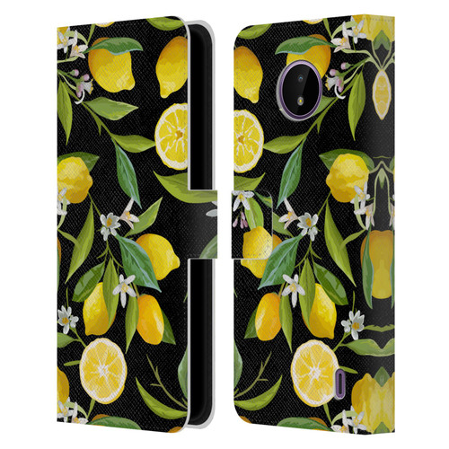 Haroulita Fruits Flowers And Lemons Leather Book Wallet Case Cover For Nokia C10 / C20