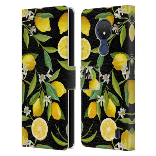 Haroulita Fruits Flowers And Lemons Leather Book Wallet Case Cover For Nokia C21