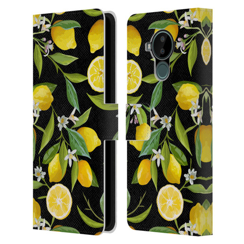 Haroulita Fruits Flowers And Lemons Leather Book Wallet Case Cover For Nokia C30