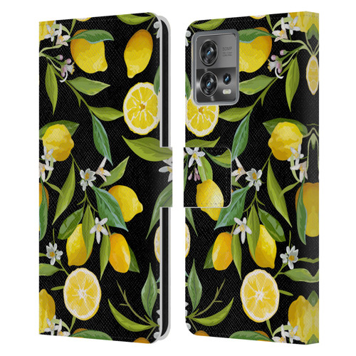 Haroulita Fruits Flowers And Lemons Leather Book Wallet Case Cover For Motorola Moto Edge 30 Fusion