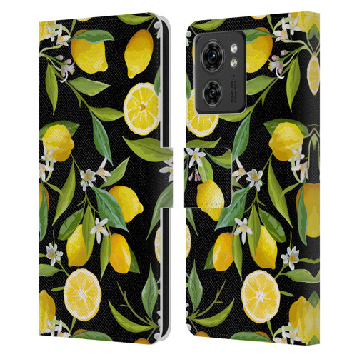 Haroulita Fruits Flowers And Lemons Leather Book Wallet Case Cover For Motorola Moto Edge 40