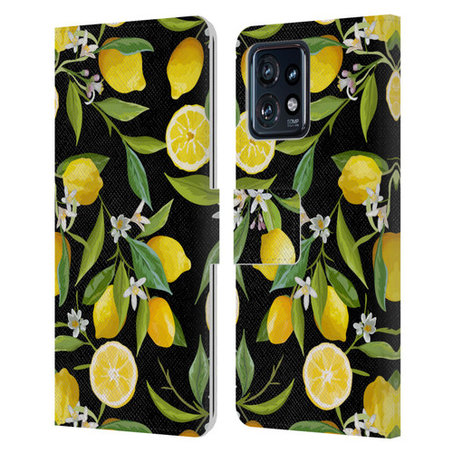 Haroulita Fruits Flowers And Lemons Leather Book Wallet Case Cover For Motorola Moto Edge 40 Pro