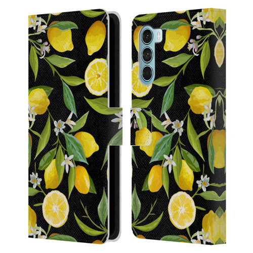 Haroulita Fruits Flowers And Lemons Leather Book Wallet Case Cover For Motorola Edge S30 / Moto G200 5G