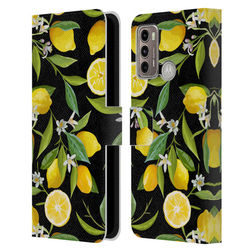Haroulita Fruits Flowers And Lemons Leather Book Wallet Case Cover For Motorola Moto G60 / Moto G40 Fusion