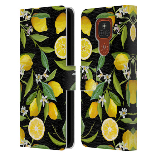Haroulita Fruits Flowers And Lemons Leather Book Wallet Case Cover For Motorola Moto E7 Plus