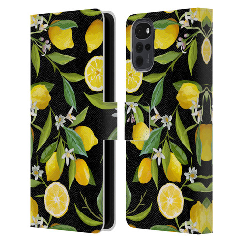 Haroulita Fruits Flowers And Lemons Leather Book Wallet Case Cover For Motorola Moto G22