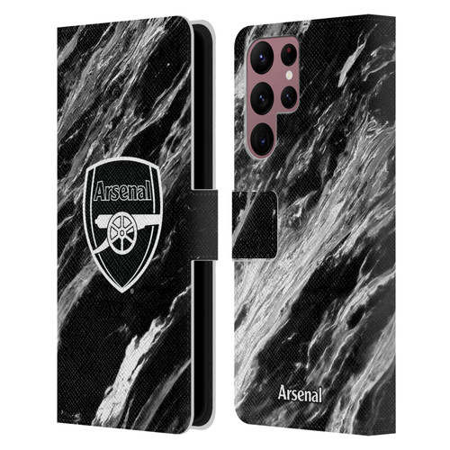 Arsenal FC Crest Patterns Marble Leather Book Wallet Case Cover For Samsung Galaxy S22 Ultra 5G