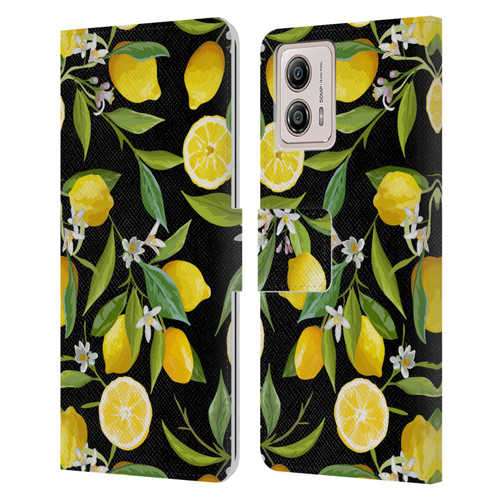 Haroulita Fruits Flowers And Lemons Leather Book Wallet Case Cover For Motorola Moto G53 5G