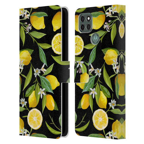 Haroulita Fruits Flowers And Lemons Leather Book Wallet Case Cover For Motorola Moto G9 Power