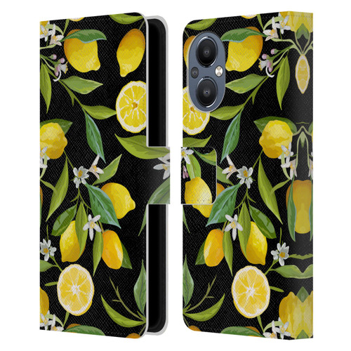 Haroulita Fruits Flowers And Lemons Leather Book Wallet Case Cover For OnePlus Nord N20 5G