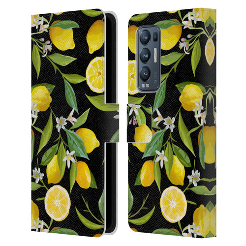 Haroulita Fruits Flowers And Lemons Leather Book Wallet Case Cover For OPPO Find X3 Neo / Reno5 Pro+ 5G