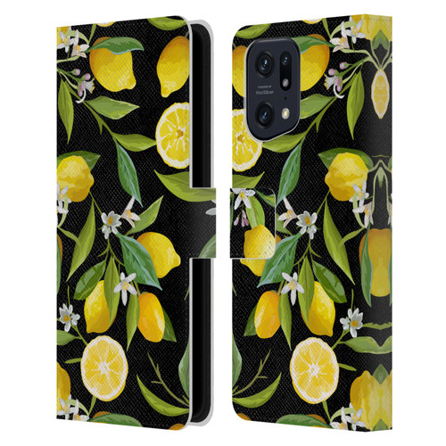 Haroulita Fruits Flowers And Lemons Leather Book Wallet Case Cover For OPPO Find X5