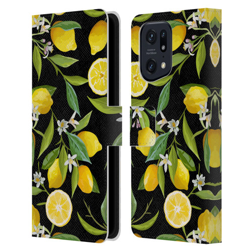 Haroulita Fruits Flowers And Lemons Leather Book Wallet Case Cover For OPPO Find X5 Pro