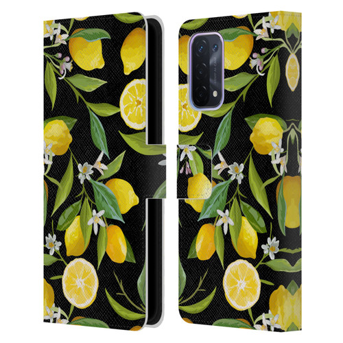 Haroulita Fruits Flowers And Lemons Leather Book Wallet Case Cover For OPPO A54 5G