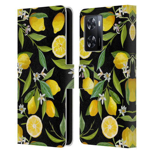 Haroulita Fruits Flowers And Lemons Leather Book Wallet Case Cover For OPPO A57s