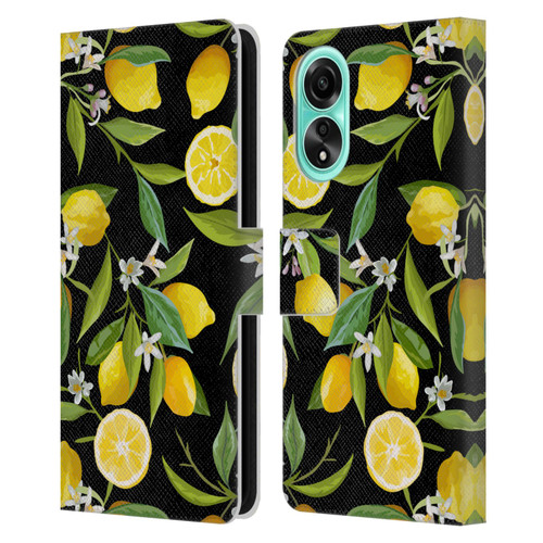 Haroulita Fruits Flowers And Lemons Leather Book Wallet Case Cover For OPPO A78 5G
