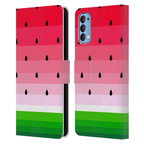 Haroulita Fruits Watermelon Leather Book Wallet Case Cover For OPPO Reno 4 5G