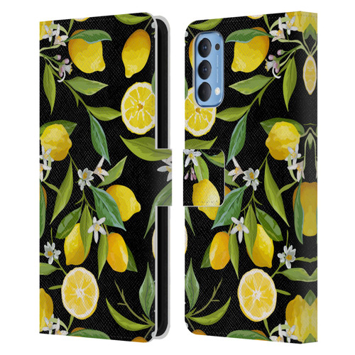 Haroulita Fruits Flowers And Lemons Leather Book Wallet Case Cover For OPPO Reno 4 5G
