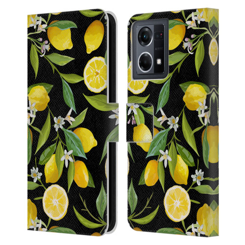 Haroulita Fruits Flowers And Lemons Leather Book Wallet Case Cover For OPPO Reno8 4G