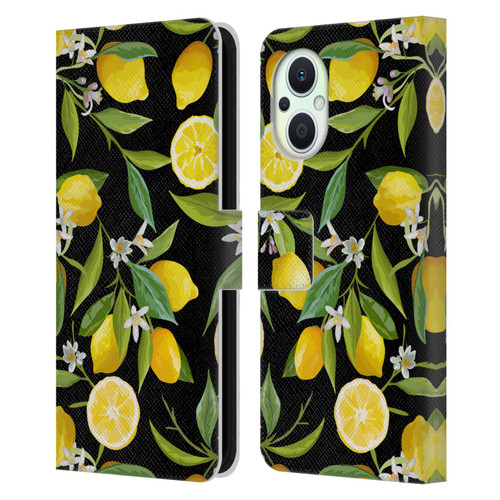 Haroulita Fruits Flowers And Lemons Leather Book Wallet Case Cover For OPPO Reno8 Lite
