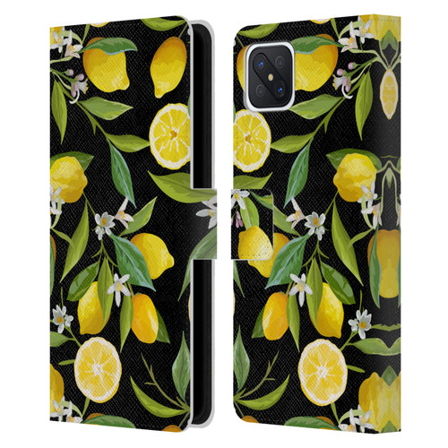 Haroulita Fruits Flowers And Lemons Leather Book Wallet Case Cover For OPPO Reno4 Z 5G